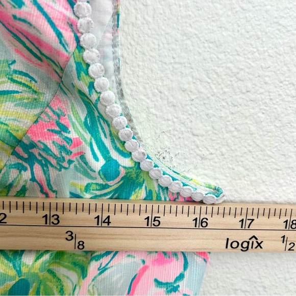 Lilly Pulitzer Mila Dress Seasalt Blue Animal Parade Scallop Trim Pink Size 6 - Picture 10 of 14